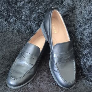 Cole Haan Black Leather Penny Loafers